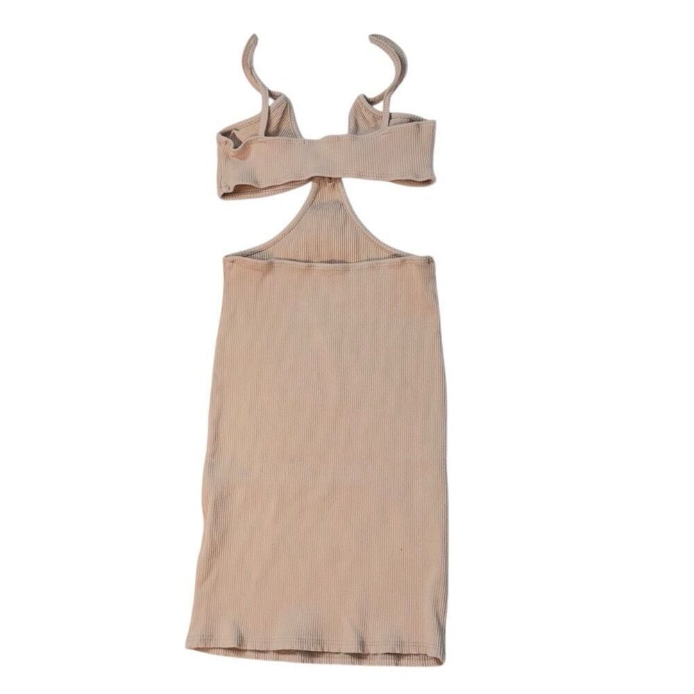 Amable Cutout Serita Ribbed Dress Bodycon Mini in Tan M - Picture 3 of 11
